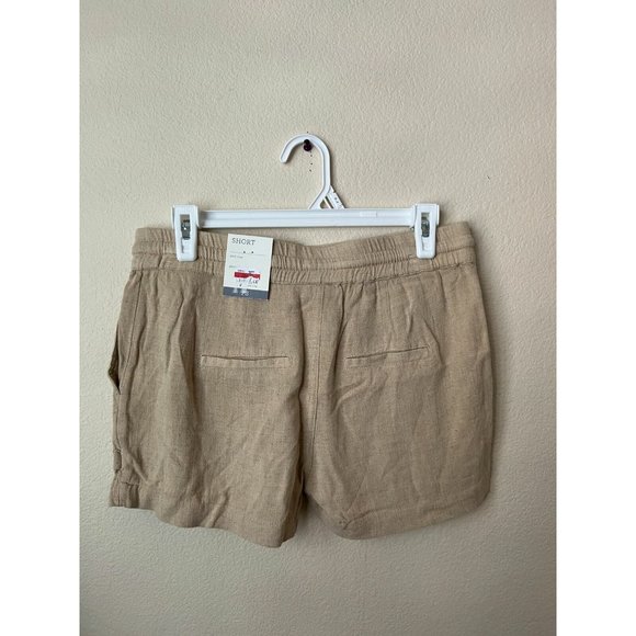 🌸 Style&Co. Womens Petite PS Shorts Bottoms Beige Mid Rise Elastic Waist - Picture 3 of 6